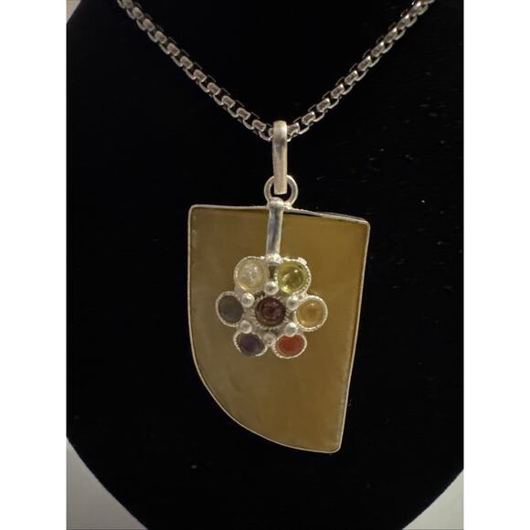 Natural Golden Aventurine Chakra Pendant Stone Gemstone Necklace Silver Tone 22” - Picture 1 of 7